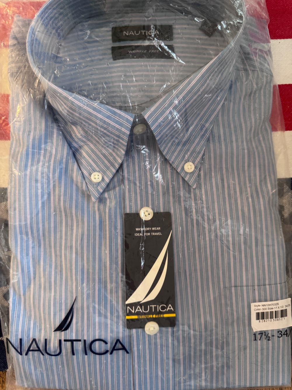 Nautica Wrinkle Free 100% cotton dress shirt. 17.5 34/35 NWT